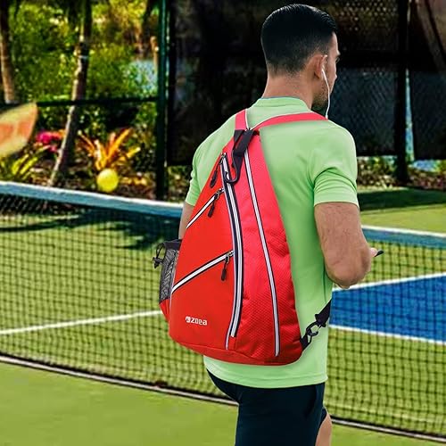 Vista 22 de ZOEA Bolsa de pickleball, bolsa deportiva de pickleball para mujeres y hombres, mochila de pickleball ajustable con gancho para cerca, soporte