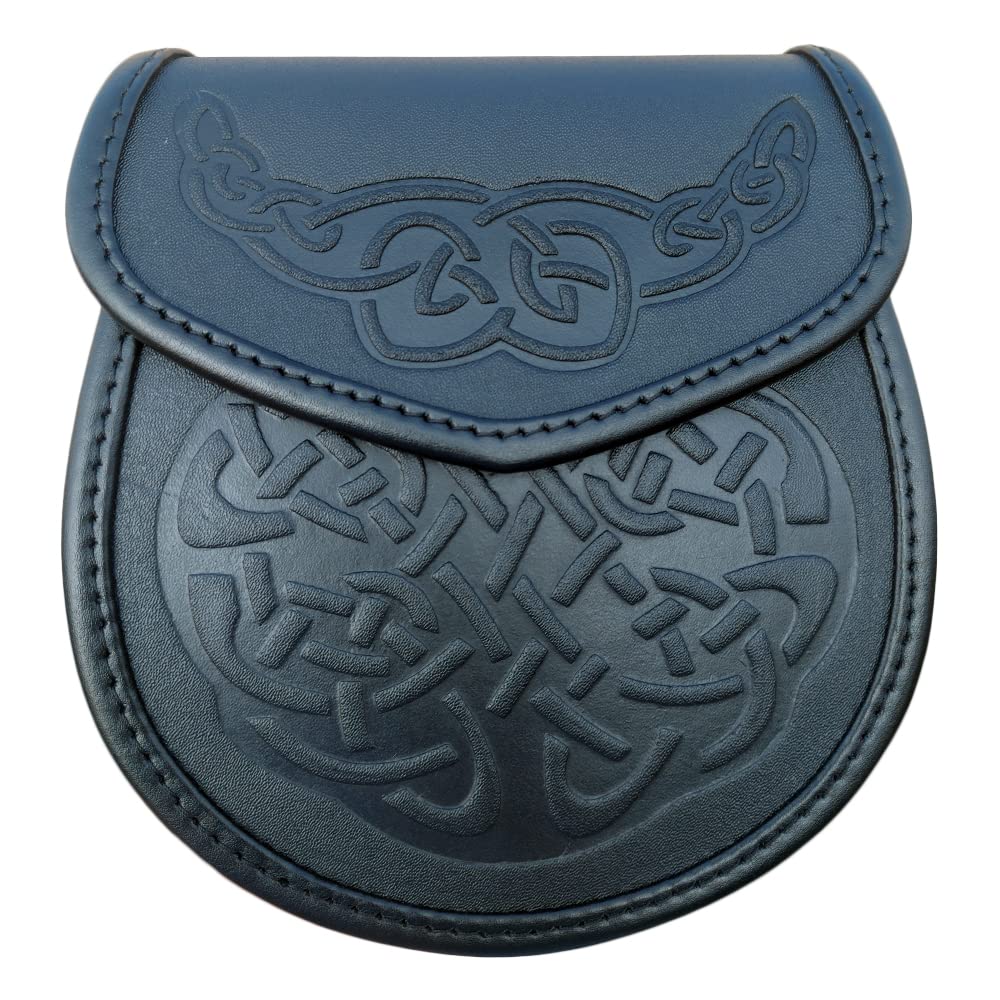 Bbi Ltd Unisex Black Celtic Embossed Scottish Highland Kilt Sporran, One Size