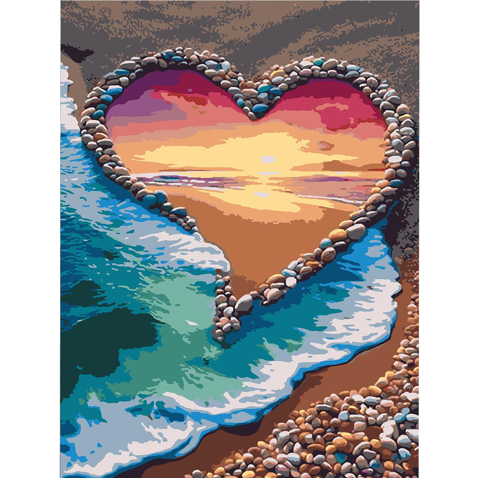 DIY Love Beach Paint by Numbers Kits Drawing Paintwork on Canvas 30x40cm with Frame Canvas Oil Painting Number Painting for Adults Wall Home Decor
