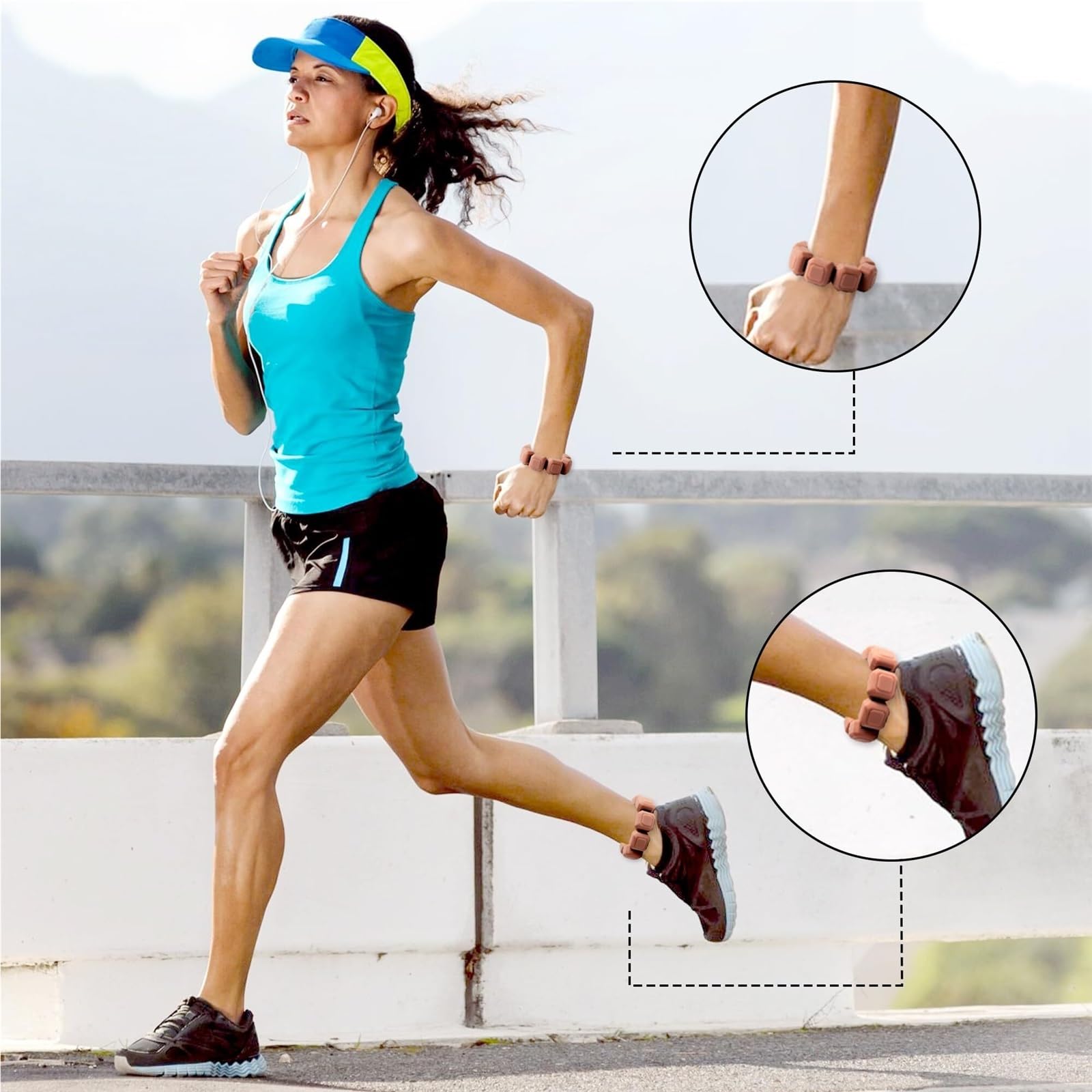 Pesas Para Tobillos Pulsera de silicona con pesas, 1 par, ligera, for muñecas y tobillos, con elástico, ideal for caminar y correr.