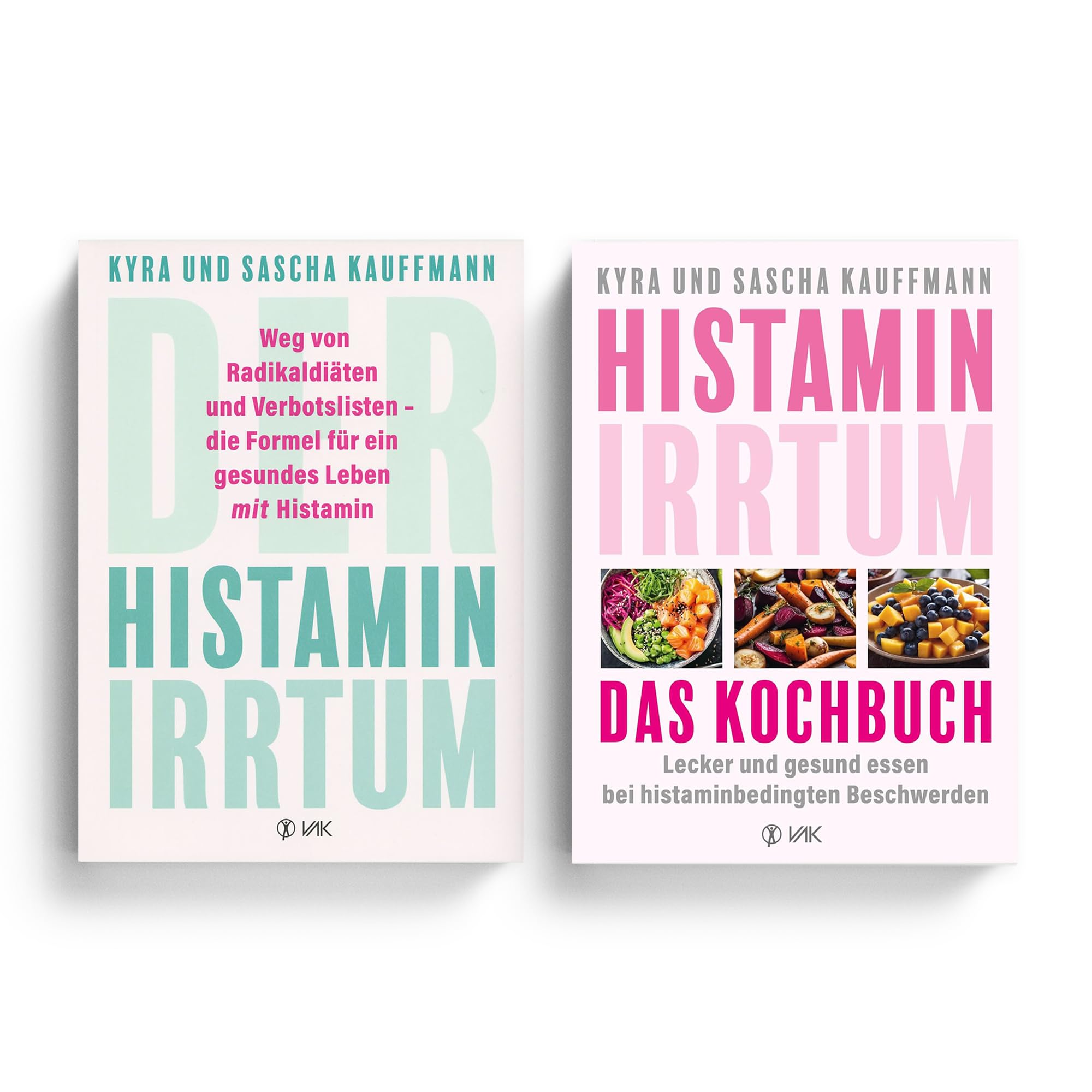 Histamin Buch Bundle von Kyra & Sascha Kauffmann – Der Histamin-Irrtum + Histamin-Irrtum Kochbuch – Lecker essen bei Histaminintoleranz inkl. exklusivem Design-Lesezeichen