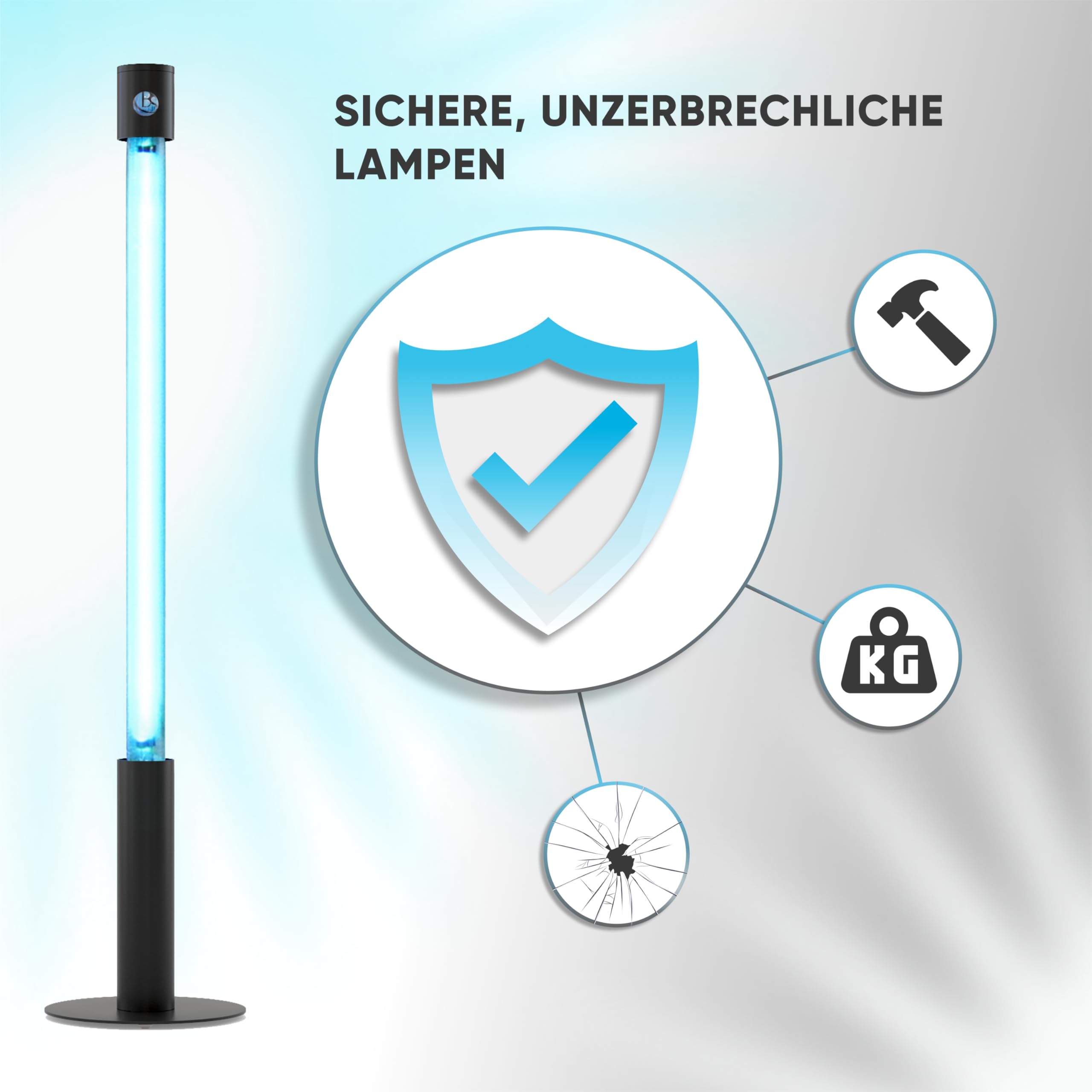 Lampada UV Germicida 360° 25 ECO + RC-TIMER 25W Senza Ozono con Telecomando e Timer - Sterilizzatore UV a Luce Ultravioletta 254nm, Lampada al Quarzo 16.000h, Antivirus per Casa, Ufficio