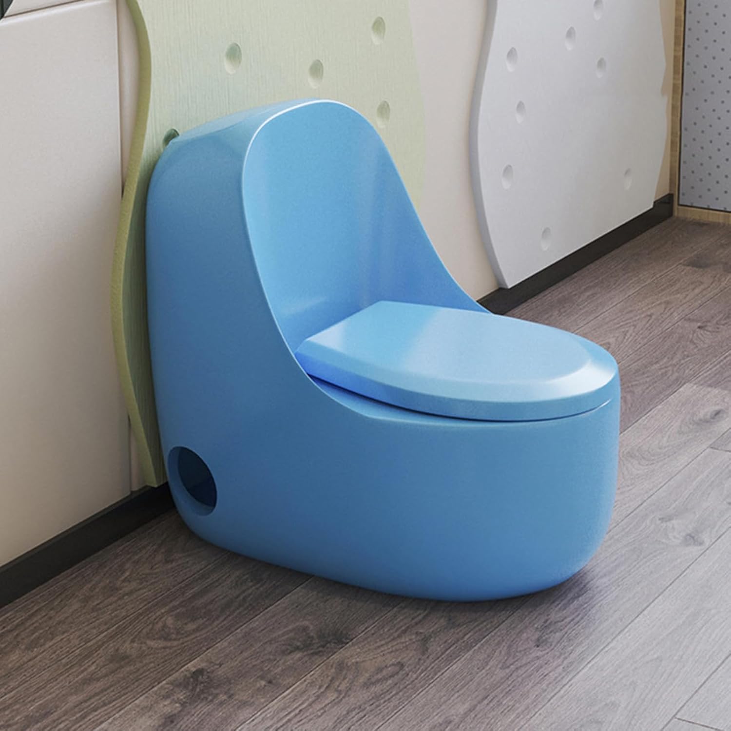 Ceramic Toddler Toilet 7.5" Height Potty Training Commode Bathroom Baby Kids Toilet with Round Quiet Seat & 1.6 GPF Powerful Flush for Daycares Playgrounds Home