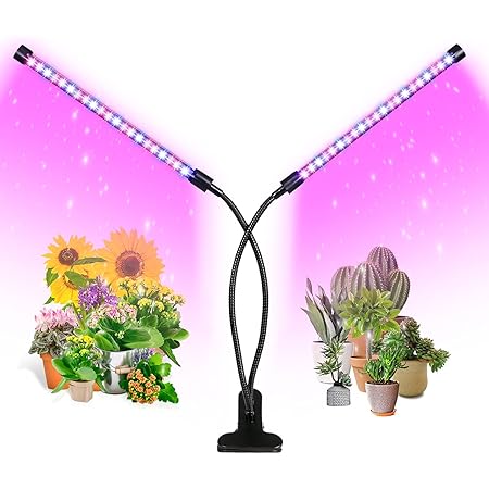 Amazon Com Amazingcats 2018 Upgraded 18w Dual Head Timing Grow Light Growing Lamp 36 Led Chips With Red Blue Spectrum For Indoor Plants Adjustable Gooseneck 3 6 12h Timer 5 Dimmable Levels Garden Outdoor