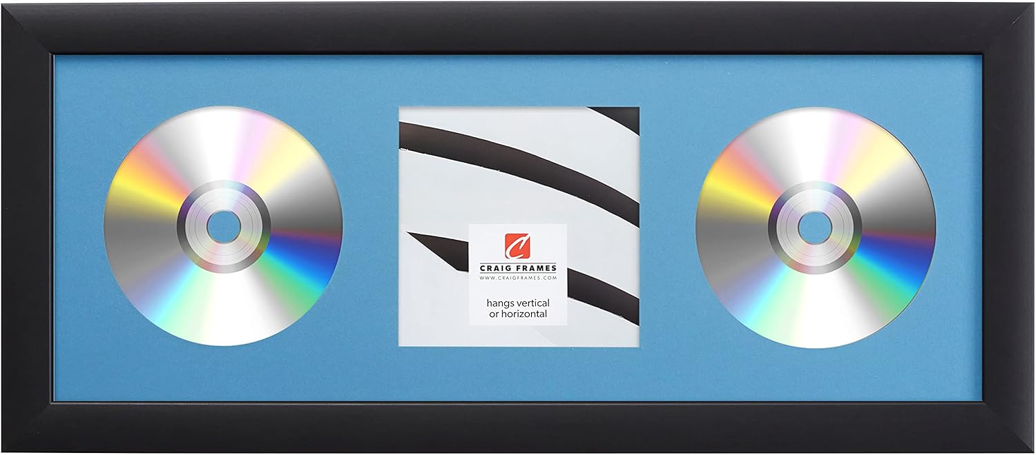 Craig Frames 7x18 Red 2-CD Display Mat Complete w/ 1" Wide Black Frame (2CD1WB3RD)