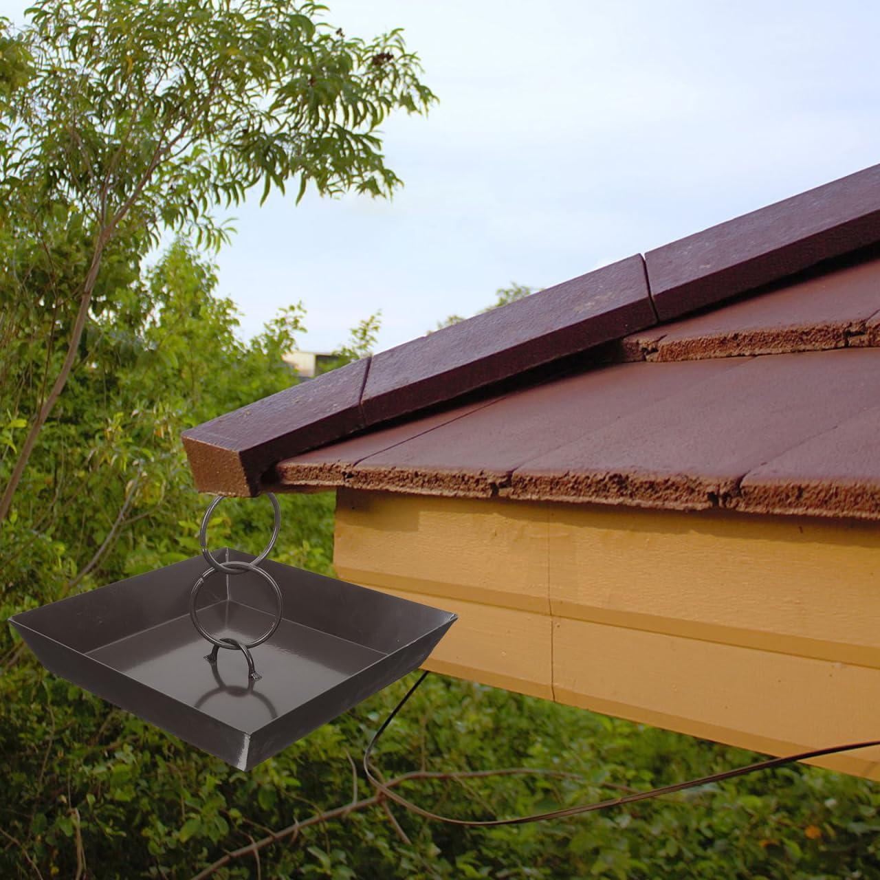 YARNOW Rain Chain Basin 10.23 Inch Square Patio Balcony Drainage Bowl Indoor Outdoor Use Prevents Water Soil Overflow Easy Installation Durable