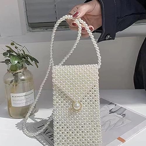 Miniatura 3 de Bolso de lujo con perlas, bolso de cadena, bolso cruzado de perlas artificiales hecho a mano, bolsas de noche para fiestas, bodas, fiestas