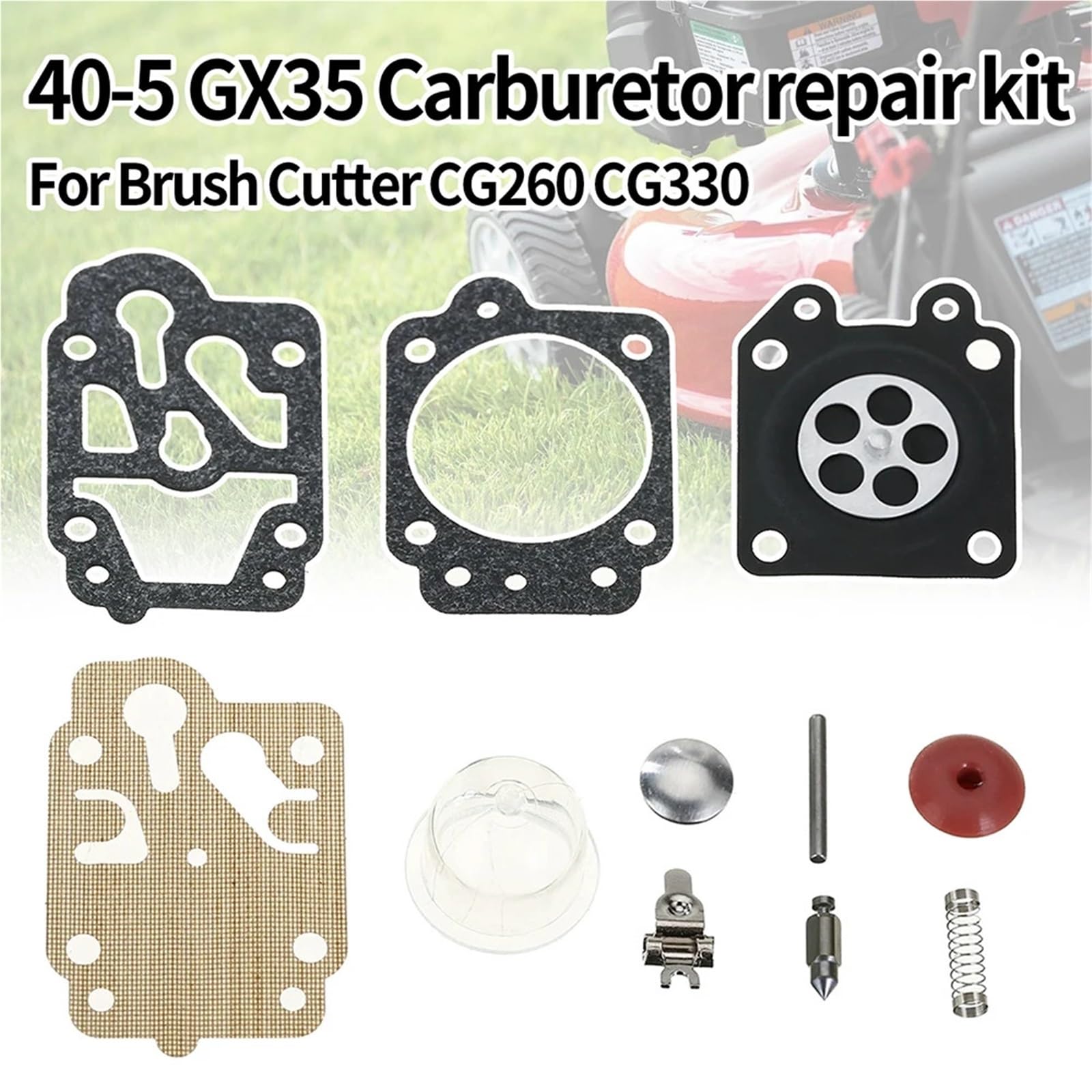Filtro de gasolina Carburador para motor Kits de reparación de carburador con cebador para desbrozadora CG260, CG330, CG430, CG520, 43 CC y 52 CC.(Pack of 20)