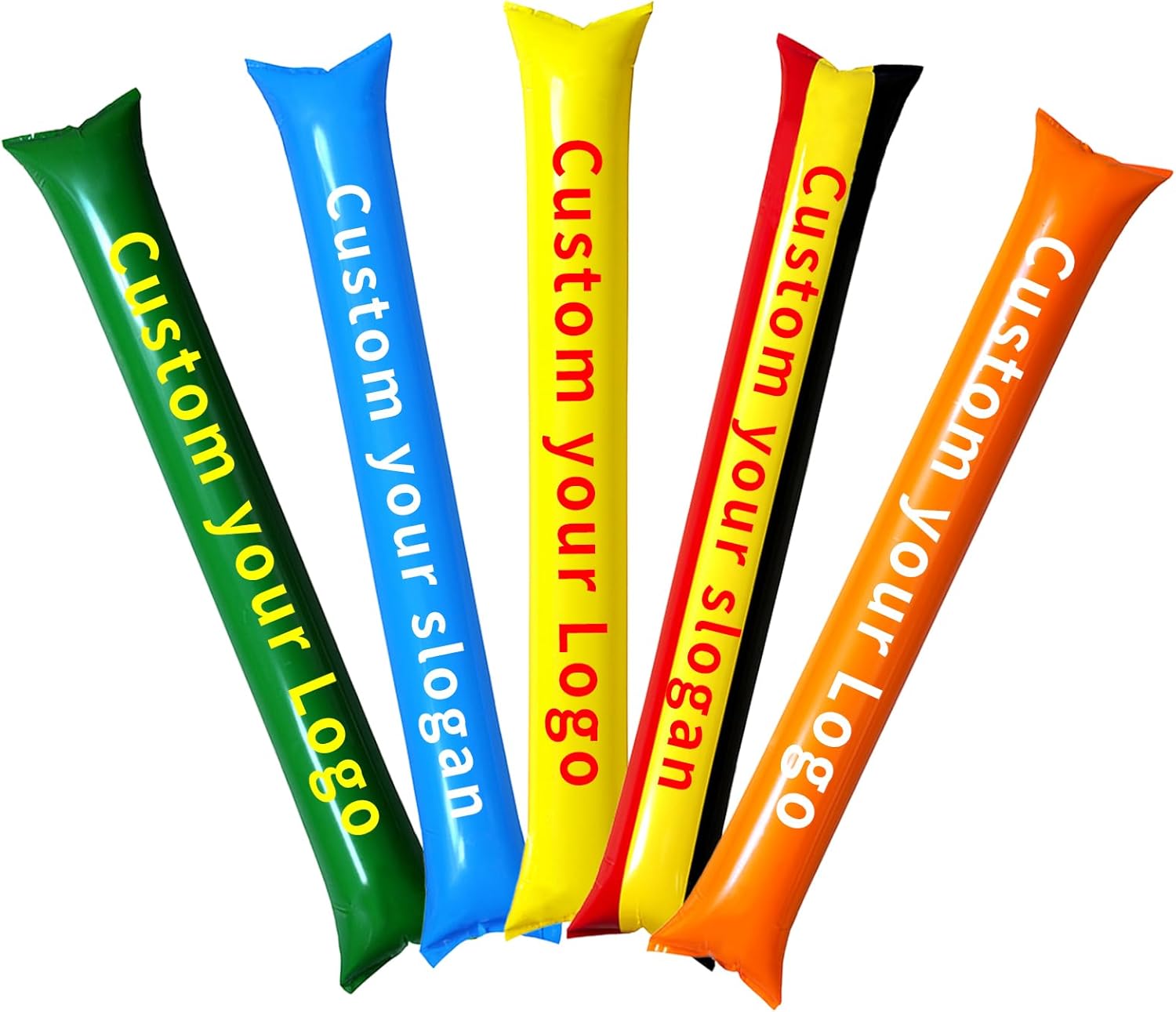 100Pcs 10x60 cm Custom Thunder Sticks – Personalized Inflatable Cheering Sticks, Single-Color Printed Noise Makers for Sports, Team Spirit, Concerts & Festivals