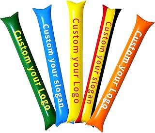 100Pcs 10x60 cm Custom Thunder Sticks – Personalized Inflatable Cheering Sticks, Single-Color Printed Noise Makers for Sports, Team Spirit, Concerts & Festivals