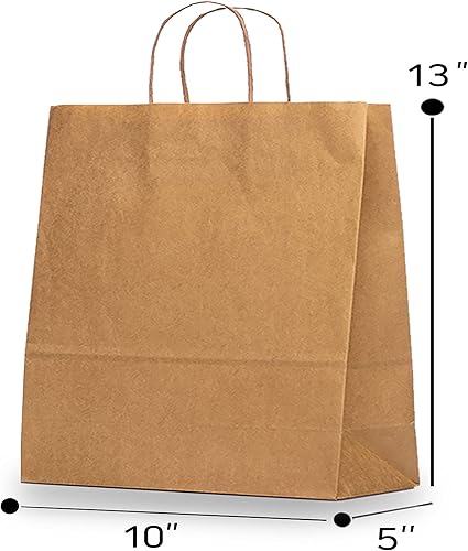 Miniatura 2 de Bolsas de papel kraft con asas trenzadas para regalo navideño, multiusos, adecuadas para cualquier ocasión, 10 x 5 x 13 pulgadas, color marrón