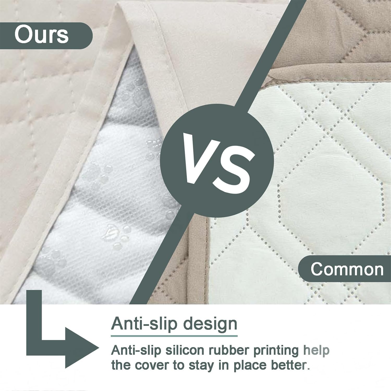 Quilted Sofa Cover 1 2 3 Seater, Waterproof and Non-Slip Sofa Slipcovers Protectors Couch Covers Adjustable Elastic Strap for Kids Dogs (Ivory White,Chair)