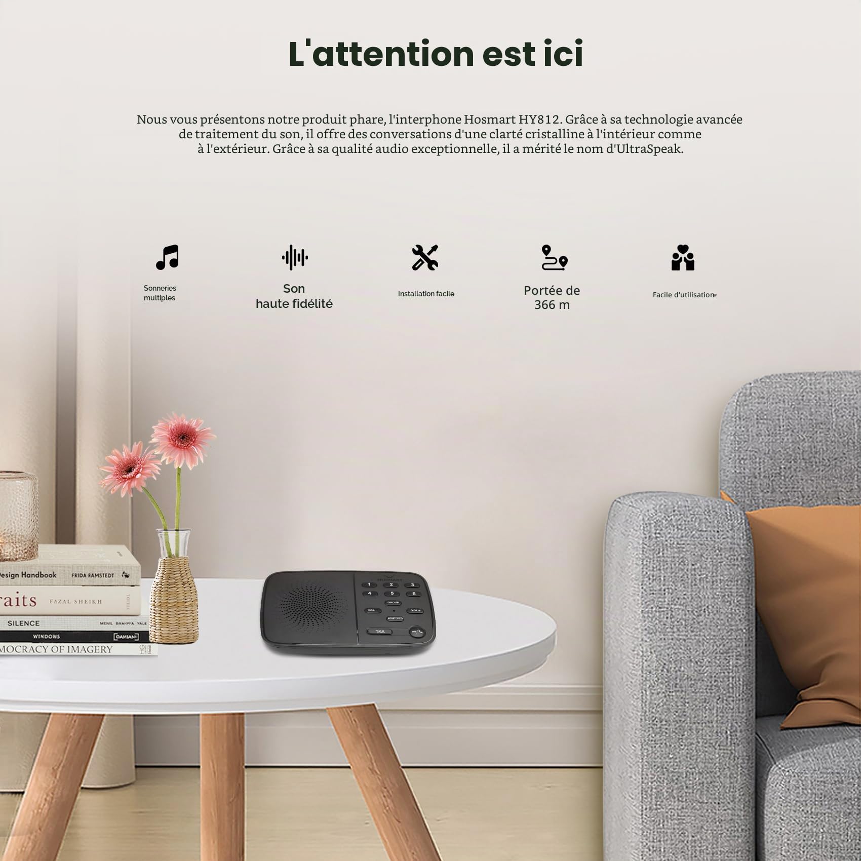 Hosmart UltraSpeak Pro Intercom sans fil pour la maison, 2024, système d'interphone sans fil full duplex pour entreprise, intercom de pièce à pièce, intercom bidirectionnel en temps réel avec portée