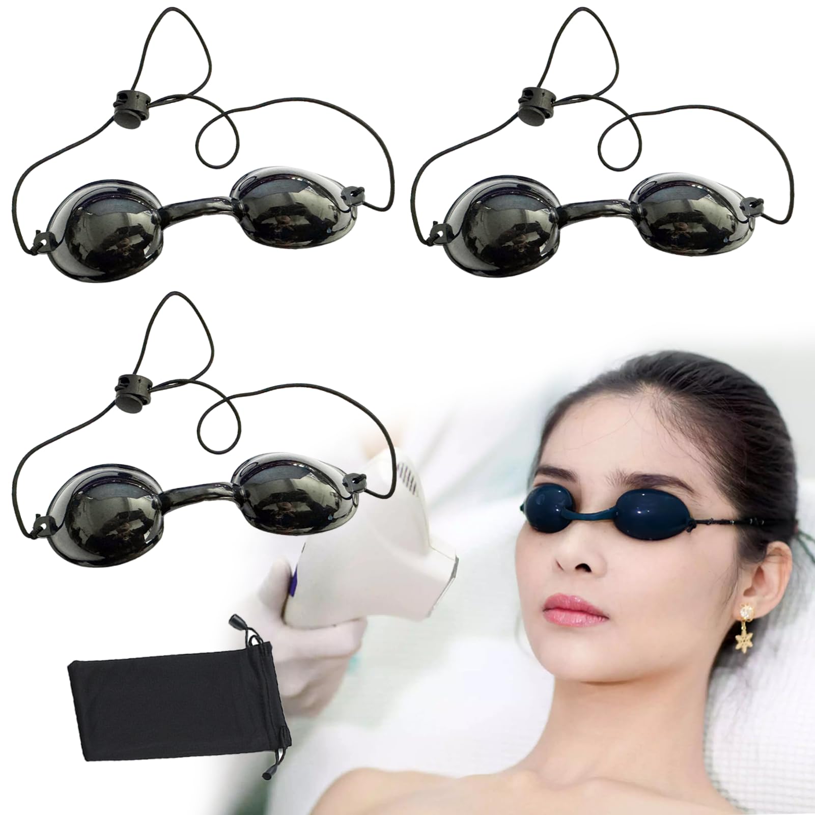 HANIUTTY Gafas LPL Gafas de Bronceado de Seguridad Ajustables, Gafas Solarium Rayos Uva Homologadas Gafas Proteccion Laser Luz Uv Gafas Rayos Uva Gafas Laser Depilacion Oculares Infrarrojos Gafas