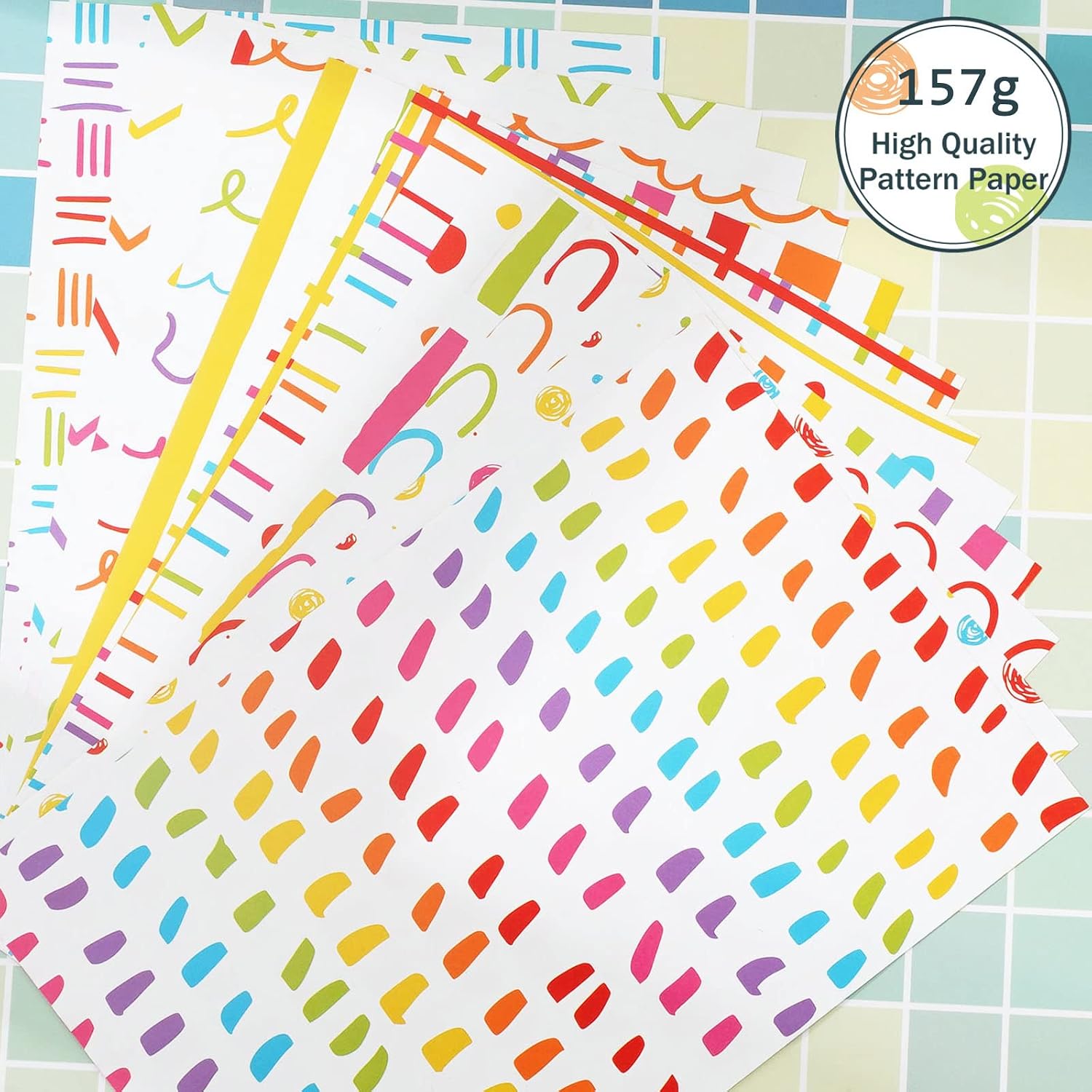 Whaline 60 Sheet Rainbow Pattern Paper Doodle Pattern Scrapbook Paper A5 Size Double-Sided Rainbow Color Decorative Craft Papers for Pride Day DIY Card Making Photo Album Decoration, 5.5 x 8.3inch