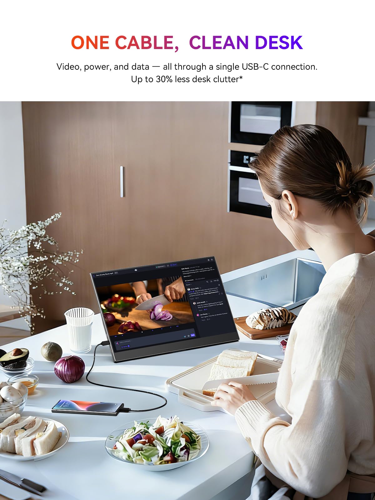 UPERFECT Monitor Portatile 15,6 Pollici, 1080P FHD IPS con USB-C e HDMI | Schermo Portatile per Laptop 2000:1 125% sRGB HDR, Secondo Schermo Ultrasottile per PC/Laptop/PS5/4/Xbox/Switch con VESA