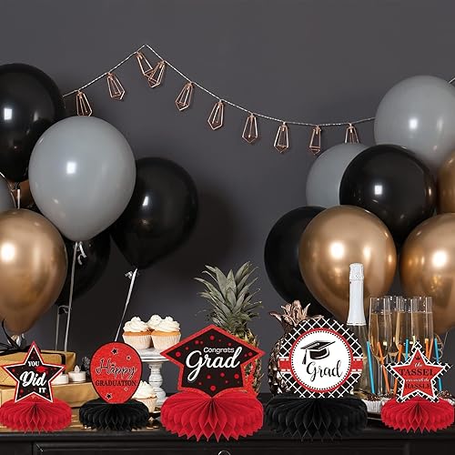 Miniatura 30 de Tevxj 10 decoraciones de fiesta de graduación de clase 2025 – centros de mesa de panal de felicitaciones graduados – oro rosa