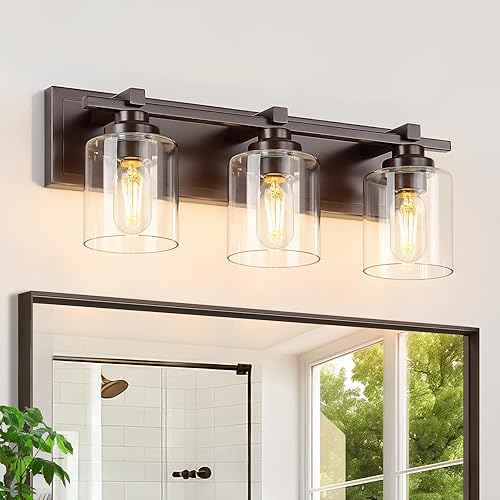 Miniatura 11 de 1 Lámpara Moderna para Baño sobre Espejo, Luces de Tocador Cromadas para Apliques de Pared de Baño con Pantallas de Vidrio Blanco Lechoso, Casquillo