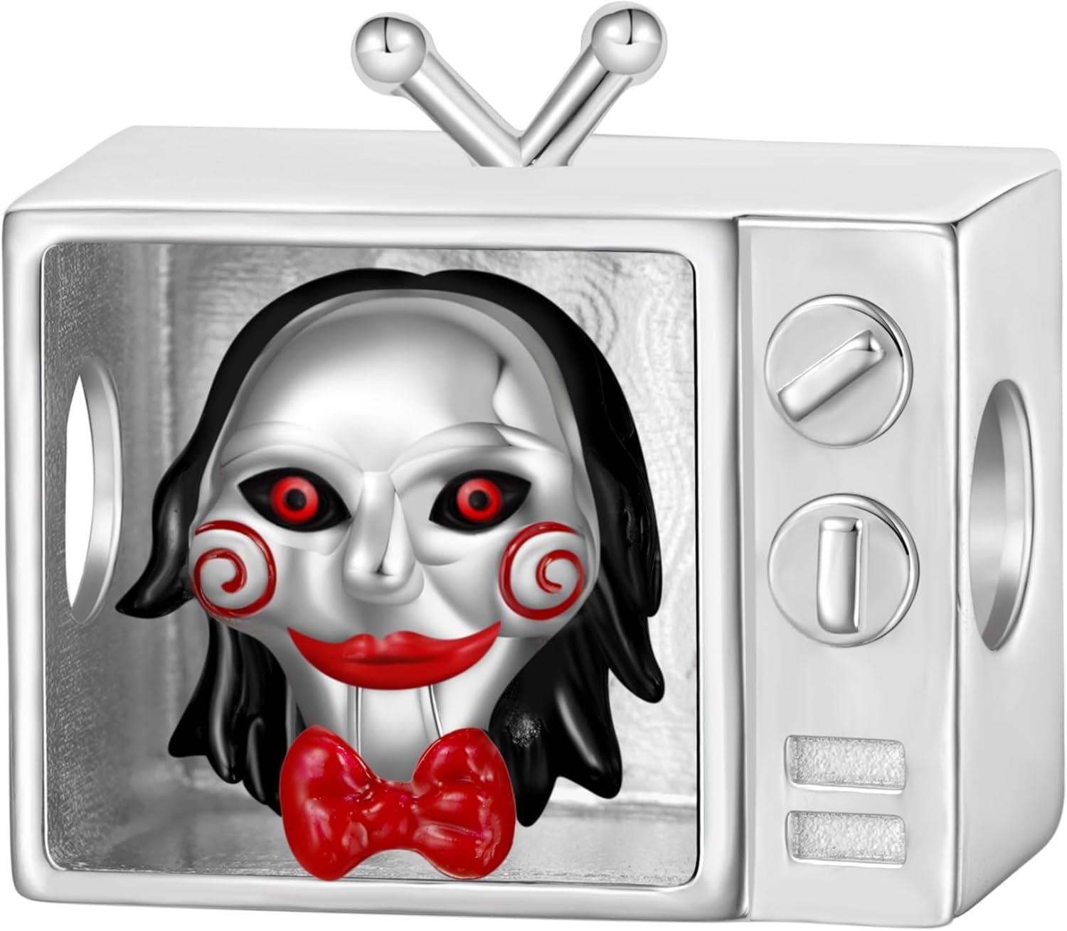 GNOCE Horror Saw JigSaw Billy the Puppet Charm for Her, S925 Sterling Silver Bead Charm for Women Wife, Halloween, Mother’s Day Jewelry Gift