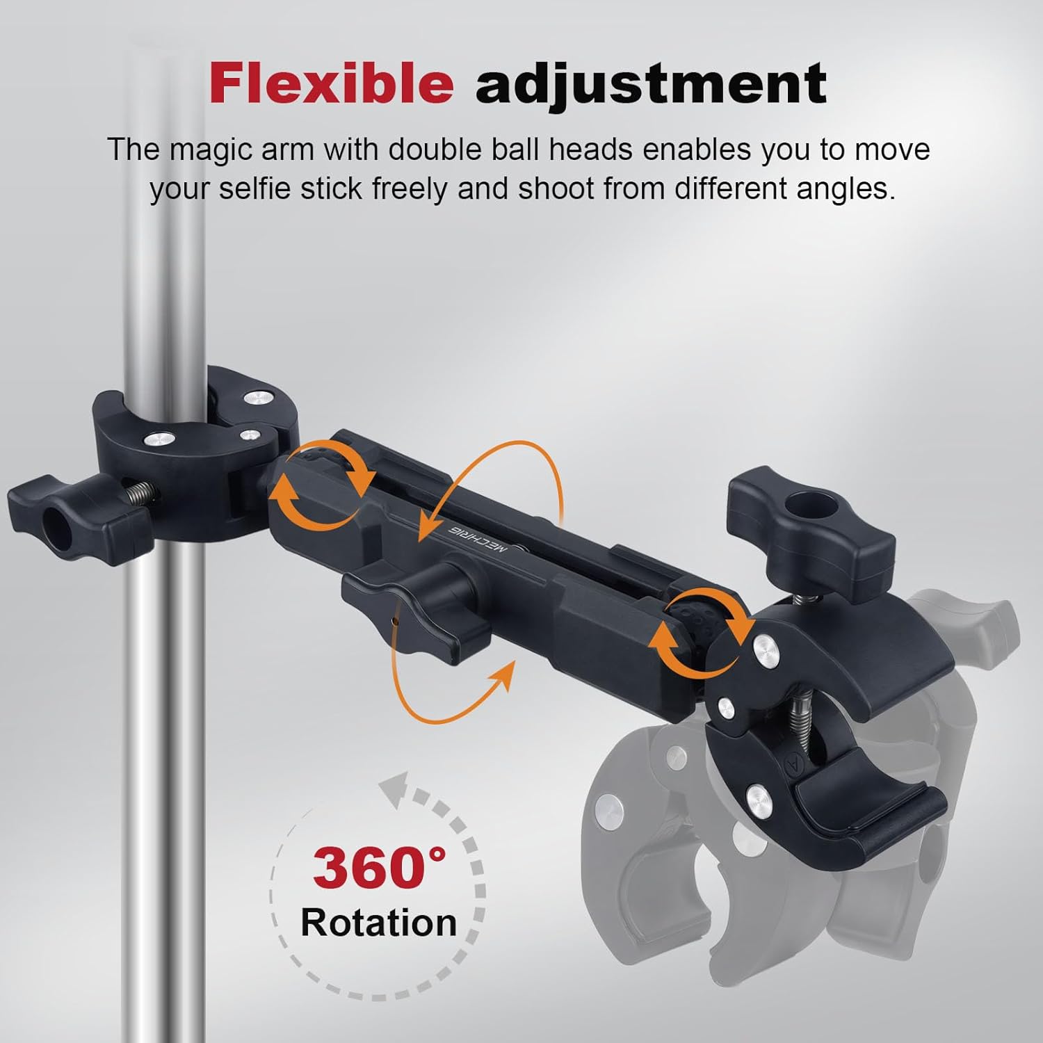 Motorcycle Bike Handlebar Clamp Mount for Insta36O X5/X4/X3, Motorcycle Camera Mount Kit with 59" Invisible Selfie, Double Super Clamps Handlebar, Action Camera Adapter for GoPr013/12 G02/3 /3S,JC026