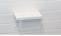Vista 6 de Neater Nest Soporte de papel higiénico reversible con estante para teléfono, estilo decorativo (blanco)