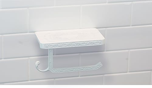 Miniatura 6 de Neater Nest Soporte de papel higiénico reversible con estante para teléfono, estilo decorativo (blanco)