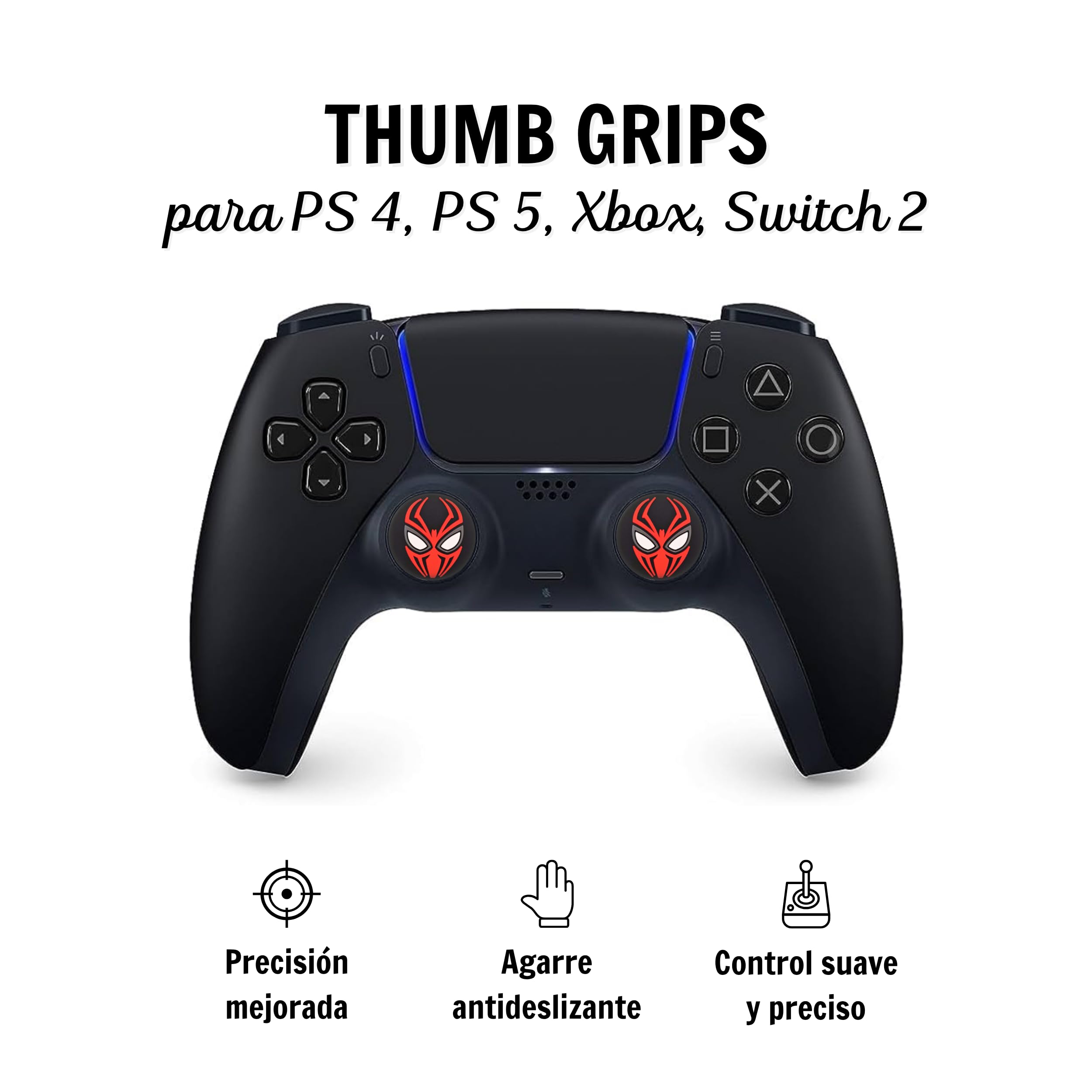 MME Protector Joystick Compatible con Mando PS5 PS4 Xbox, Funda Joystick PS4, Grips Mando Play 4, Accesorios PS5, Joystick ps5, Agarres para el Pulgar para PS4 (Negro)