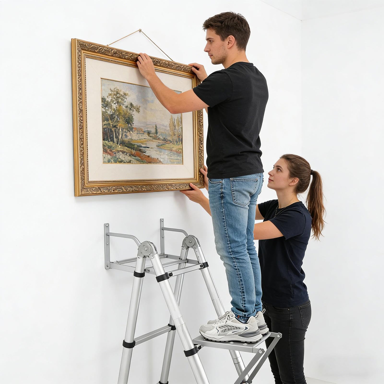 Accesorio para plataformas de escalera Plataforma de Trabajo Ajustable | Accesorios para escalón de pie Para pintores, bricolaje, extinción de incendios domésticos, banco elevable