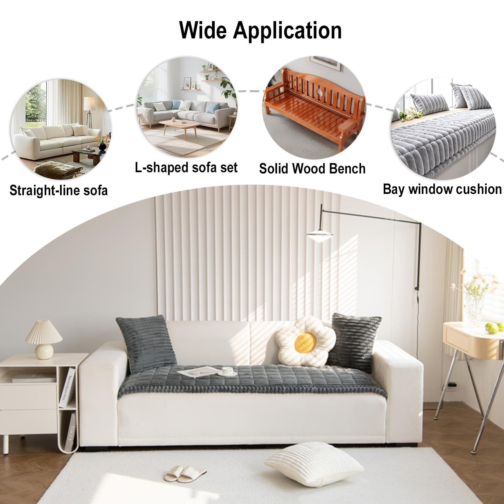 Funda Sofá Chaise Longue,Protector Sofá Acolchado Suave y Resistente,