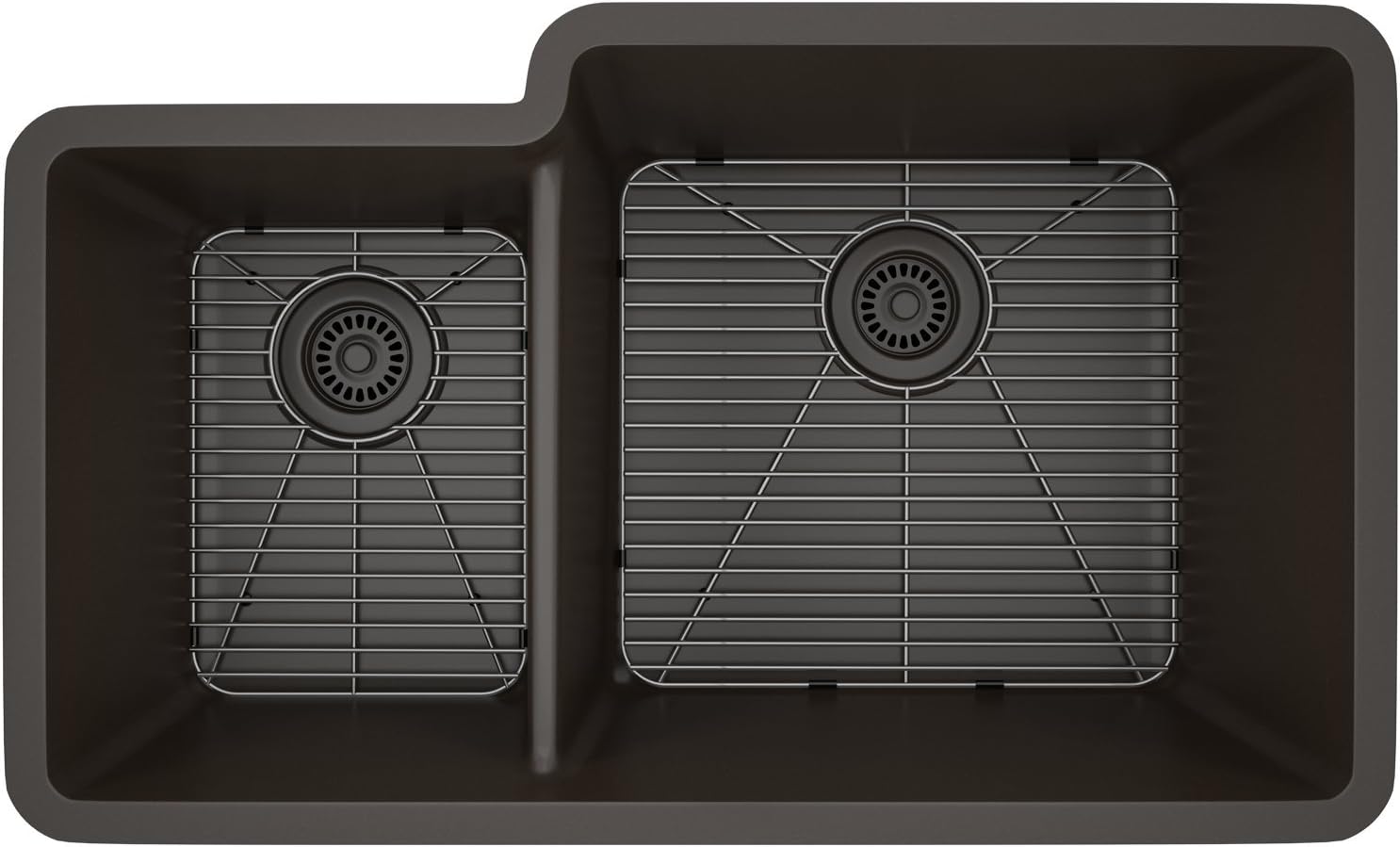 32" x 19" Quartz Kitchen Sink, 40/60 Double Bowl Kitchen Sinks, Drop-in Sink, Undermount Sink, Galaxy Mocha Kitchen Sink, Double Sink Kitchen, Grids, Strainer and Flange, Lexicon Platinum LP-4060-M