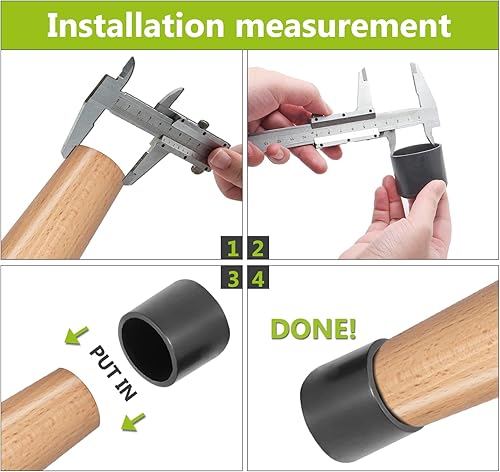 Miniatura 4 de 40 tapas redondas de PVC de 58 pulgadas (0.630 in) para patas de silla, protectores de suelo para patas de muebles, color negro