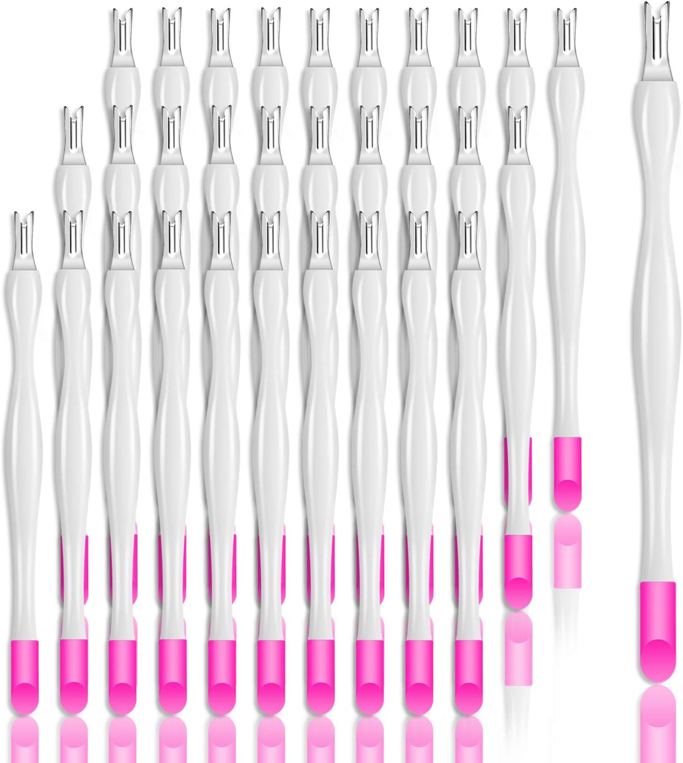 Allstarry 30 Pieces Nail Cuticle Trimmer Remover Plastic Handle Cuticle Pusher Rubber Nail Cleaner Double Head Dead Skin Cuticle Knife Removal Fork Nail art Tools for Girls Women and Men - White