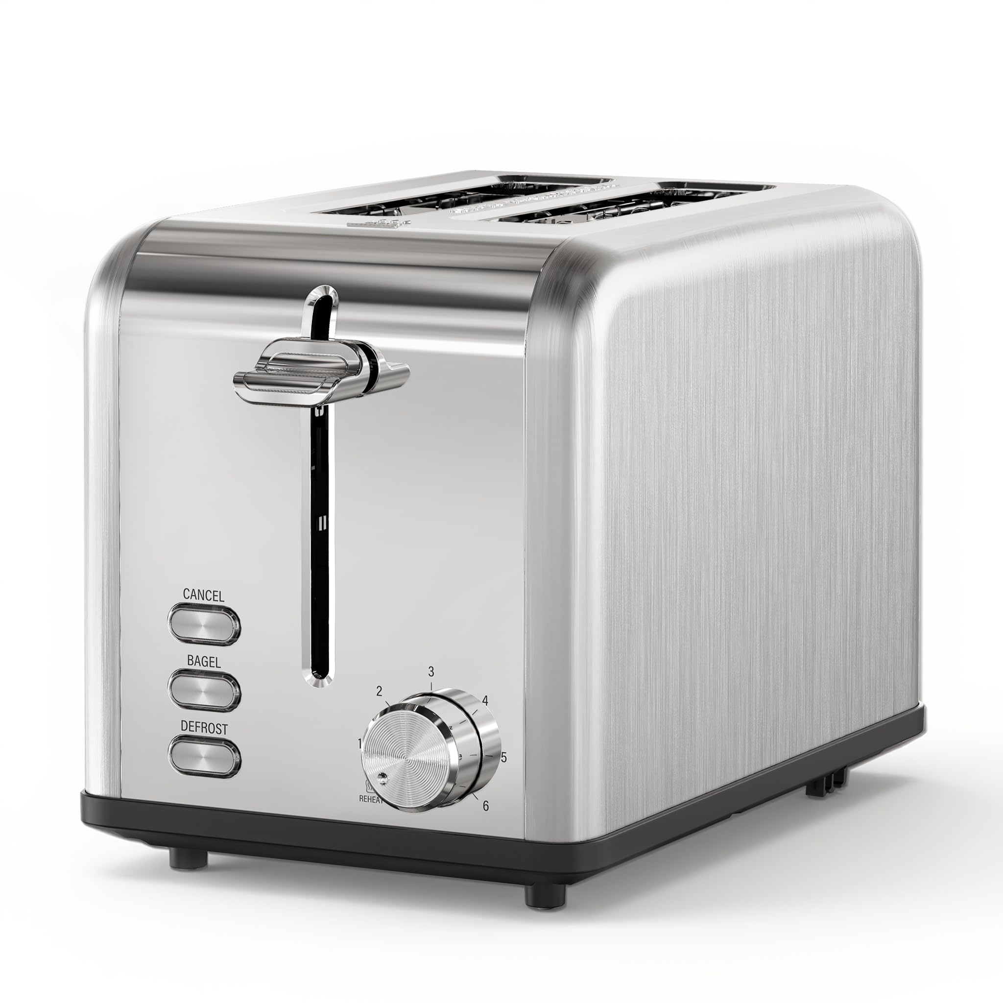 Simple Deluxe 2-Slice Toaster, Stainless Steel Extra Wide Slot Toaster with Removable Crumb Tray, 6 Browning Setting and 3 Function, Silver
