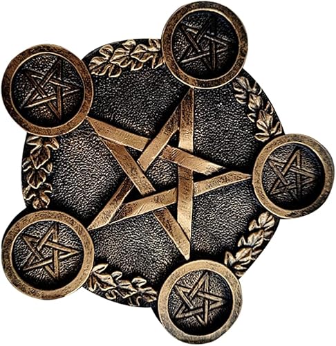 Yardwe Soporte para candelita de pentagrama, 1 portavelas de estrella de resina, astrología, pentáculo, placa de altar, portavelas Wiccan