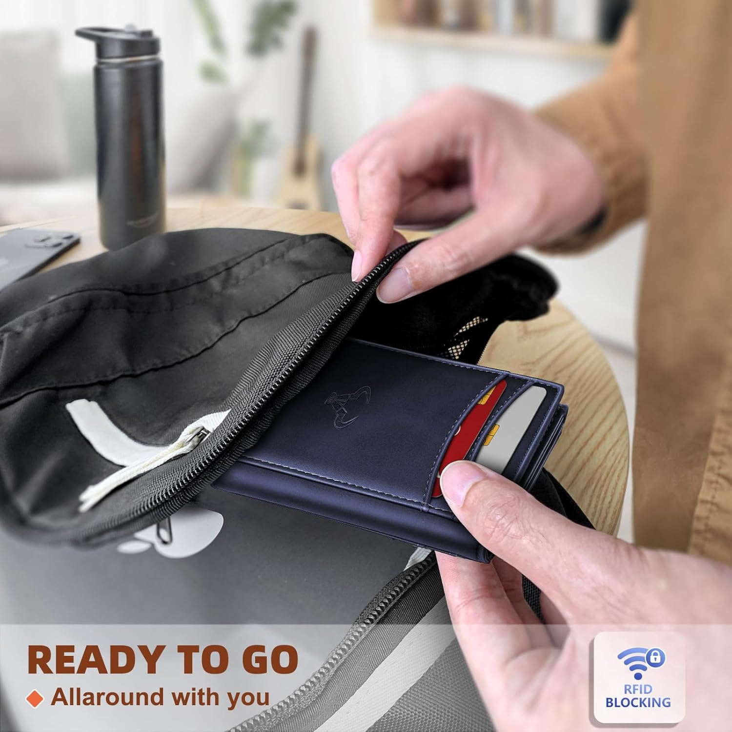 BULLIANT Men Wallet, Slim Front Pocket Leather Wallet Magnetic Closure for Gift Men 12Cards 4.3"*3.4" RFID Blocking - Image 6