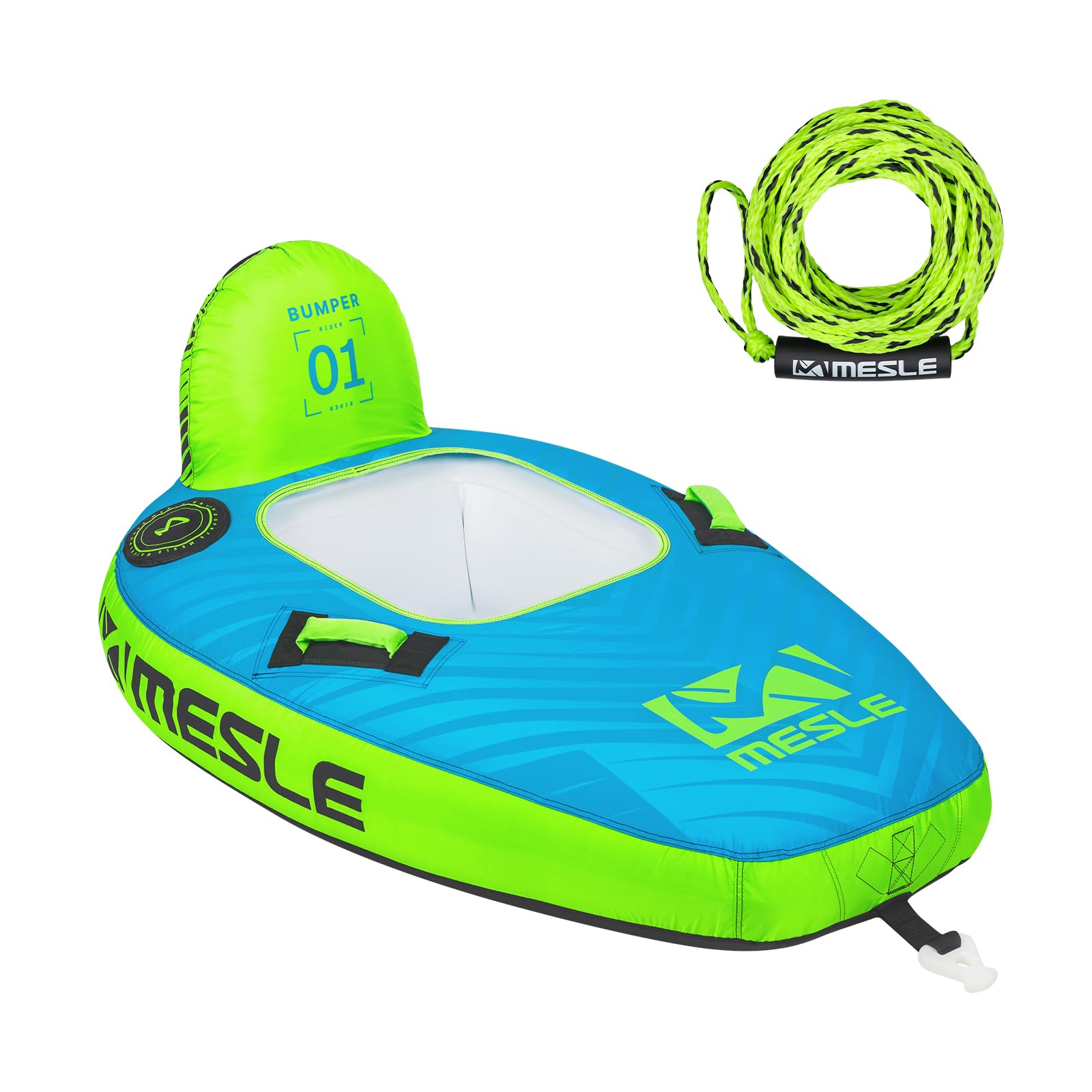 Mesle Tube Boot Bumper Set mit Leine, 1 Person Funtube Wassersport, Wasserreifen aufblasbar, Towable Tube für Kinder & Erwachsene, Schleppring für Motorboot & Jetski, Wasserring zum Ziehen