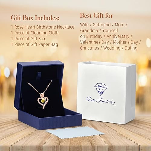 Miniatura 5 de Meeshi Collar de corazón de rosa para mujer, regalos de cumpleaños, collares de aniversario para esposa, regalo de joyería para mamá, cumpleaños,