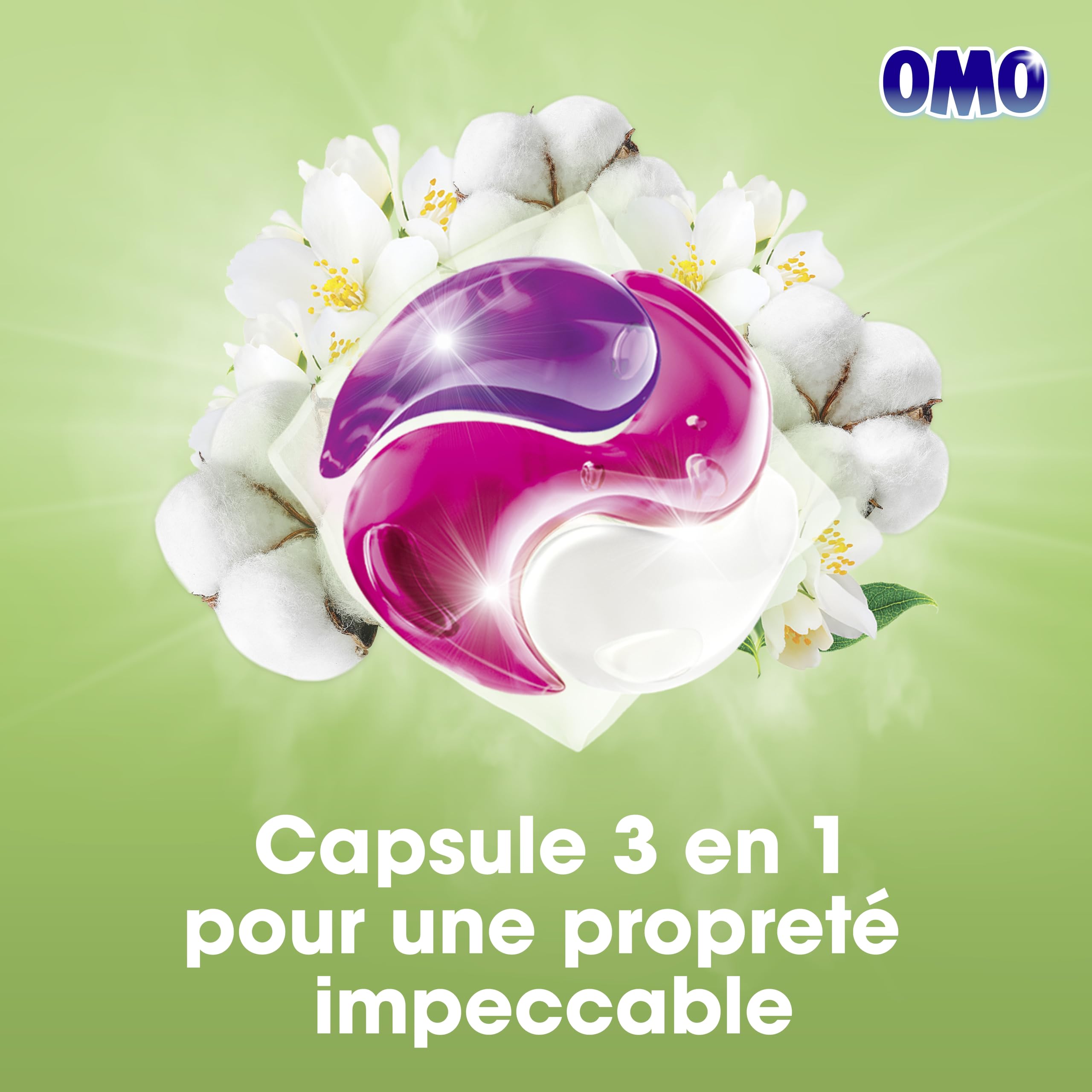OMO - Lessive liquide en capsules 3 en 1 Prendre l'air - 87 lavages - Jasmin et Fleurs de Coton - propreté éclatante & parfum longue durée aux essences naturelles (lot de 3x29)