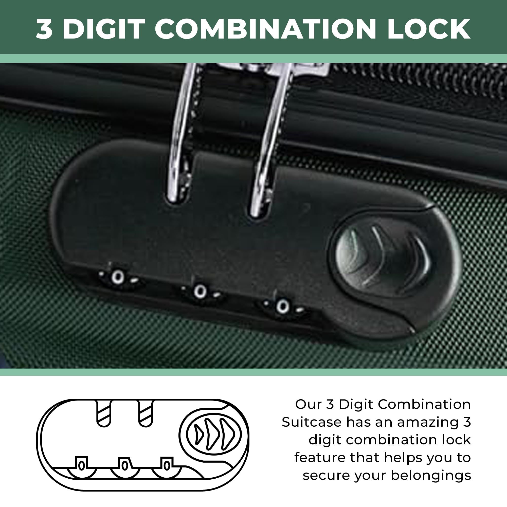 Flymax Medium Suitcase 4 Wheel Lightweight Luggage Hard Shell ABS Travel Case Hold Check in Fits 15kg - 20kg Medium Size + 3 Digit Lock + Telescopic Handle 67 Litre Capacity