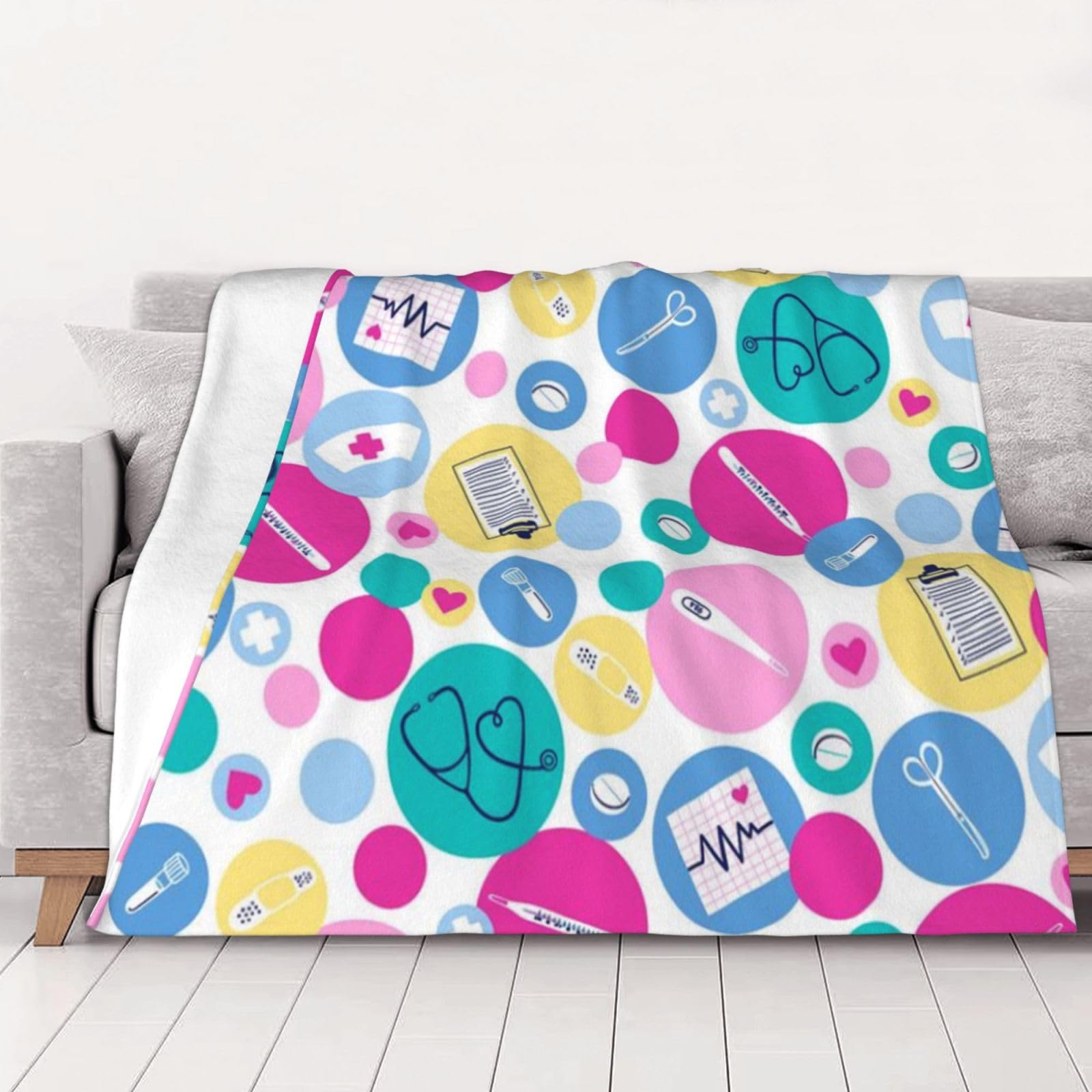 Couverture en flanelle infirmière mignonne 200x150cm plaid doux lit et canapé