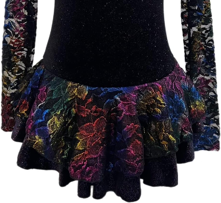Ice Fire Velvet Figure Ice Skating Dress | Long Sleeves, Stretchable Figure Skating Dress