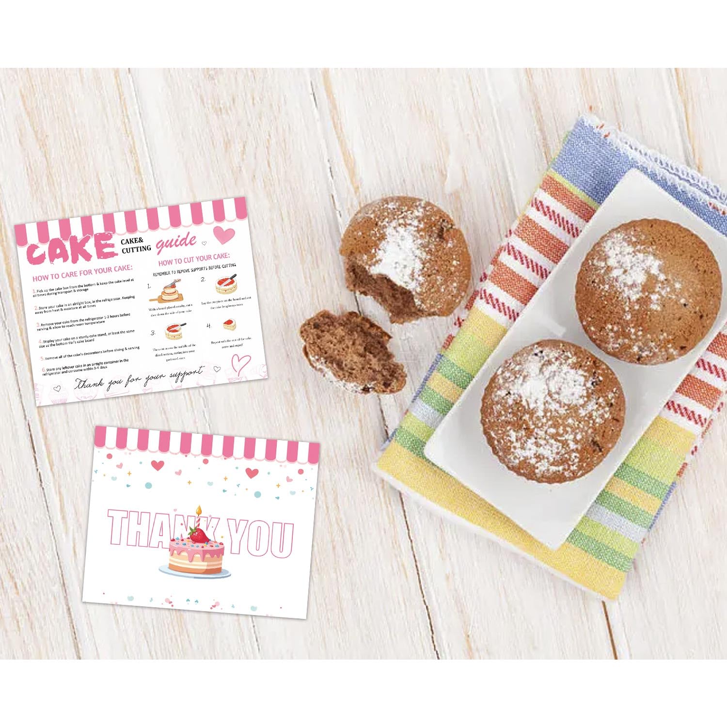 200 Pack Cake Care Instruction Card Package Insert Cards 4x5.5 Inch-Cutting Guide Care Instruction Cards How to Store Aftercare Card for Dessert Shop Bakery - Image 4