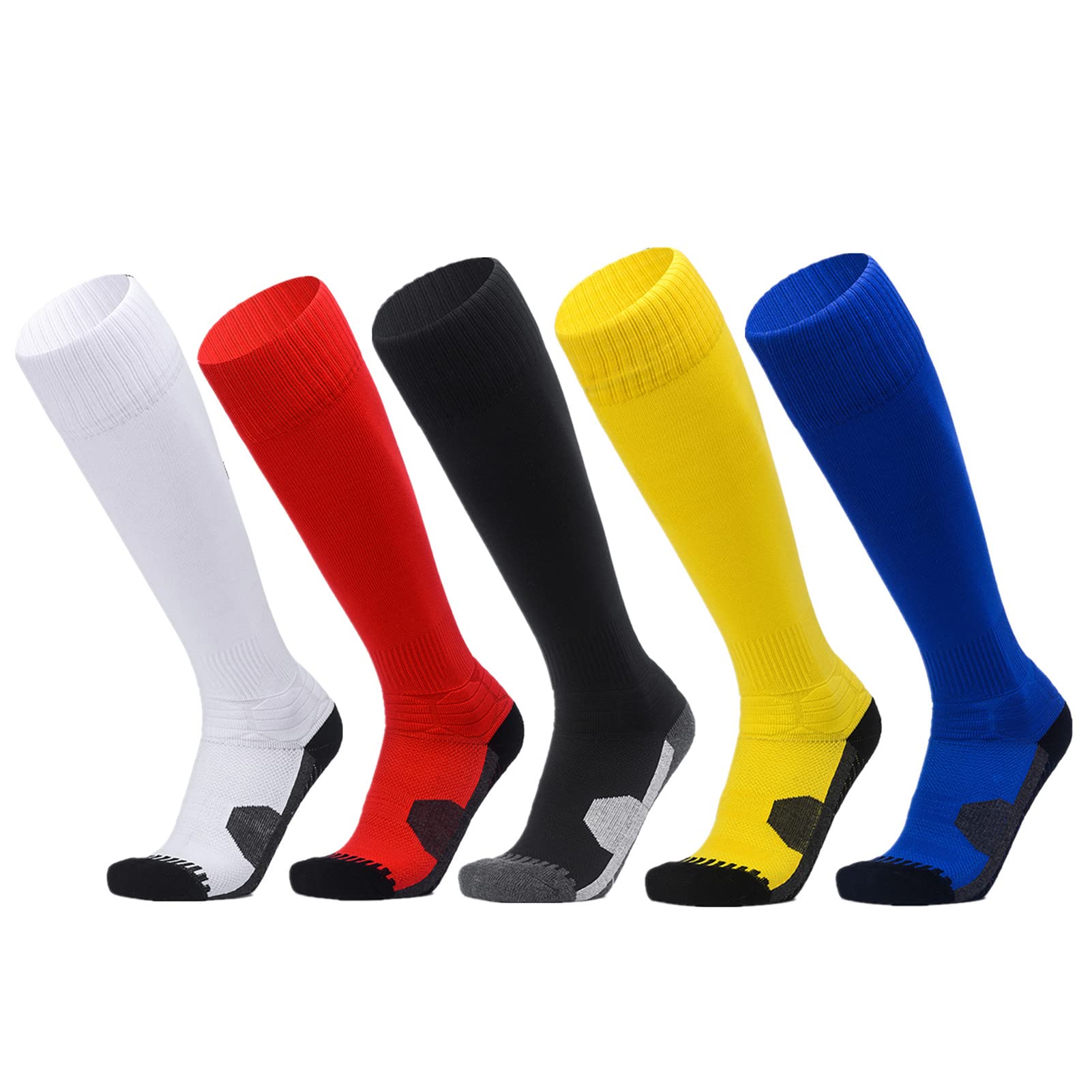 HULG 5 Paia di Calzini da Calcio Calzini Elasticizzati A Compressione Colorati Calzini Alti al Ginocchio Calzini da Calcio per Uomo Donna Adolescenti