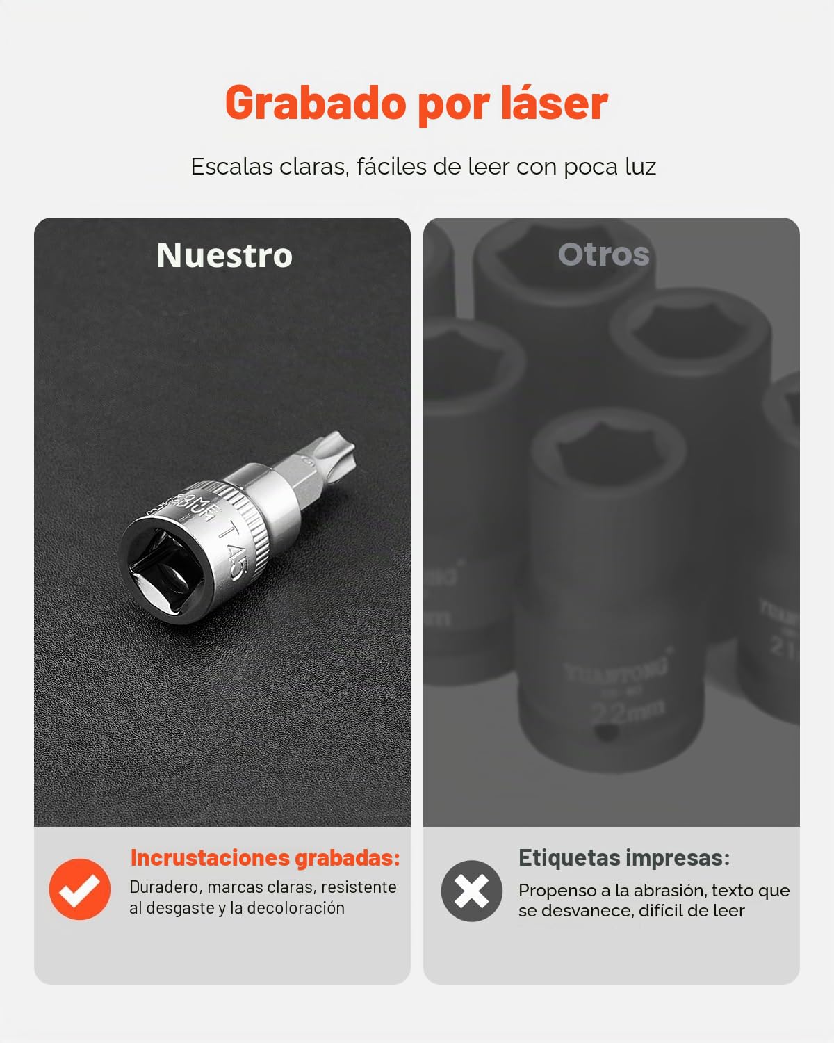 VEVOR 107 PCS Juego de Vasos con Punta, SAE y Métricos, Hexagonales/Torx/Torx Externo/a Prueba de Manipulaciones/Extralargos, Acero de Aleación S2 y Acero Cr-V, con Impulsores de 1/4", 3/8" y 1/2"
