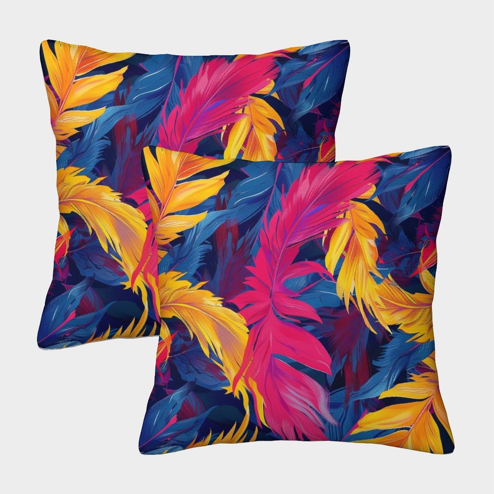 kaiyun 2 Pack Yellow And Orange - Feathers Pillow Case 40x40cm 3D Printing Cushion Cover,home Decoration Sofa Cushion