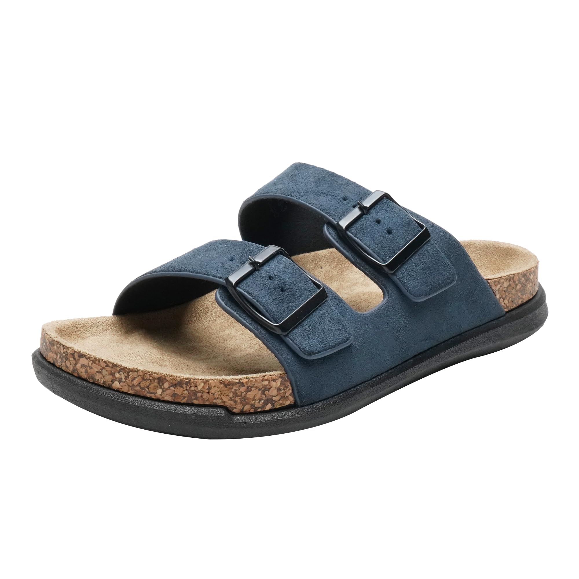 JOMIX Sandalias Hombre Verano Moda Chanclas de Dos Tiras Ajustables con Hebilla Suela de Corcho Sintético Zapatillas de Playa Piscina Casa Casual