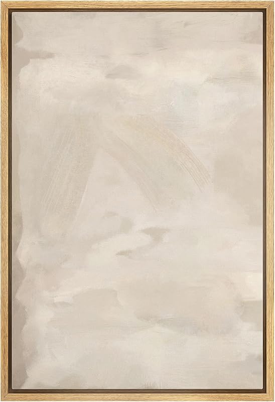 SIGNFORD Framed Canvas Print Wall Art Rustic Tan Paint Stroke Landscape Abstract Shapes Illustrations Modern Art Decorative Boho Relax/Zen Nordic for Living Room, Bedroom, Office - 16"x24" Natural
