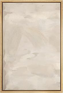 SIGNFORD Framed Canvas Print Wall Art Rustic Tan Paint Stroke Landscape ...