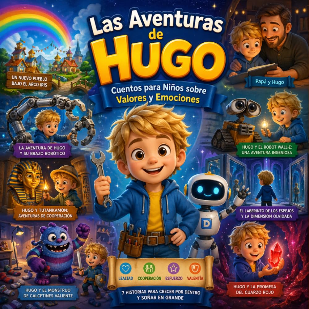 Las Aventuras de Hugo: Cuentos Infantiles sobre Valores, Emociones y Amistad: 7 historias para niños sobre lealtad, valentía, esfuerzo y cooperación – Libro educativo ilustrado para aprender valores