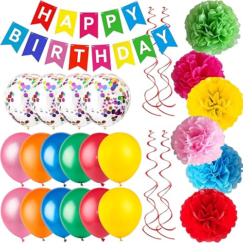 Miniatura 8 de Kit de decoración verde para fiesta de cumpleaños, pancarta de feliz cumpleaños, dije en espiral, bola de flores de papel, globo de látex y globos